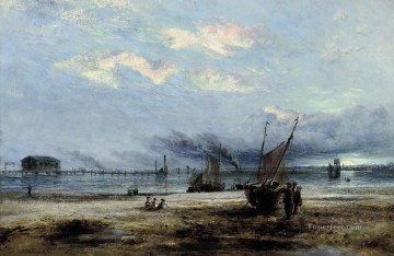 Samuel Rama Painting - Amanecer en la costa de Kirkcaldy Samuel Bough paisaje